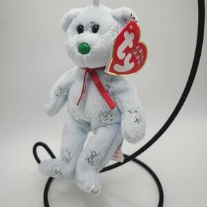 Ty Jingle Beanies Flaky Beanie Babies Plush Ornament Christmas Bear W/ Tag